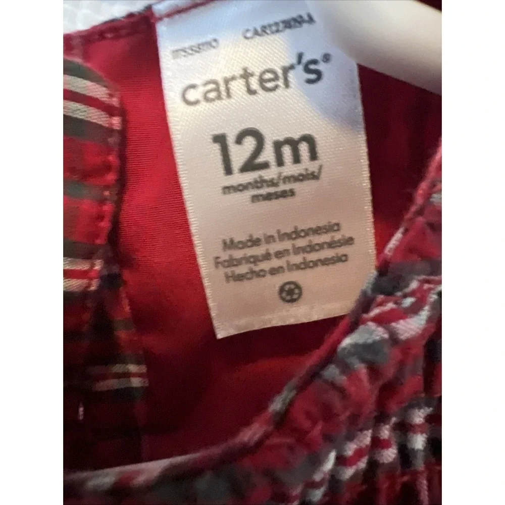 Carters Christmas Dress Smocked 12 Months